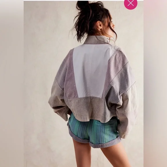 Free People We The Free Toni Pieced Jacket Medium Lavender Combo NWT - Picture 2 of 7